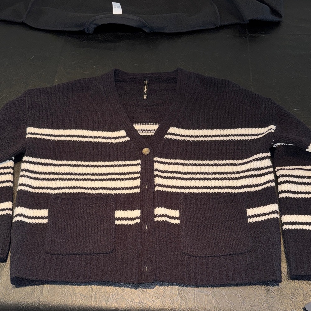 Black and White Striped Sweater by Supplies, size M, oversized